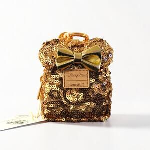 Loungefly Disney Parks Rose Gold Mini Backpack Bag Charm Keychain NWT